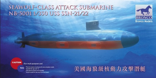 USN Seawolf Class Attack Submarine - SSN-21/22 - BRONCO 1/350