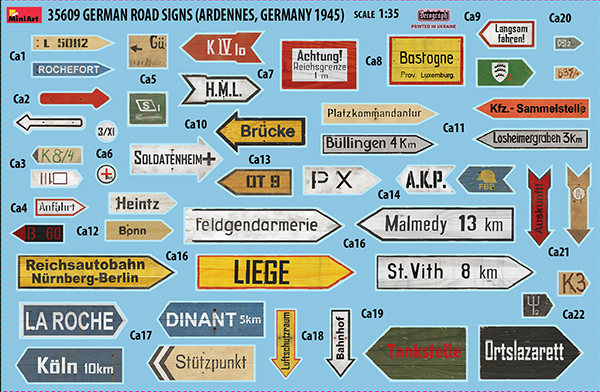 German Road Signs - Ardennes, Germany 1945 - MINIART 1/35