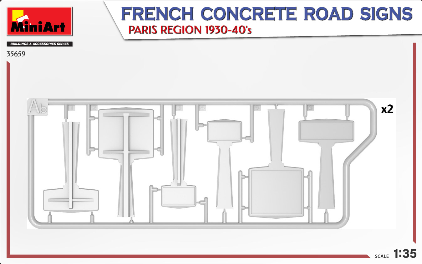 French Concrete Road Signs - Paris Region 1930-40's - MINIART 1/35