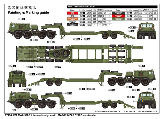 MAZ-537G Intermediate type with MAZ/ChMZAP-5247G semi-trailer - TRUMPETER 1/72