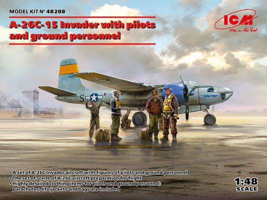 A-26C-15 Invader w/USAF pilots and ground personnel - ICM 1/48