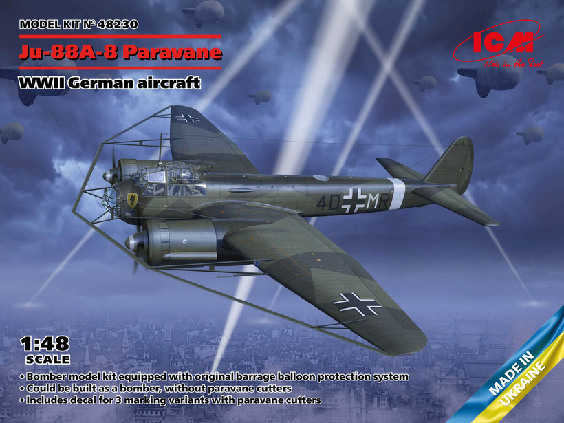 Ju-88A-8 Paravane WWII German Aircraft - ICM 1/48