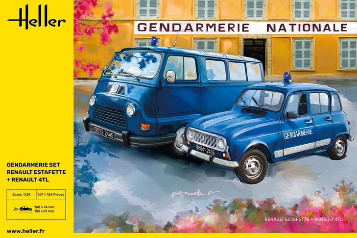 Gendarmerie Set Renault Estafette + Renault 4TL - HELLER 1/24
