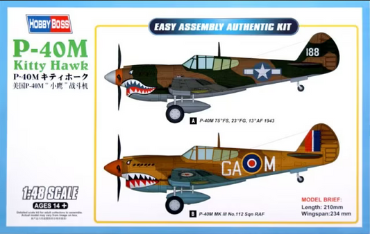 P-40M Kitty Hawk - Easy Assembly Authentic Kit - HOBBY BOSS 1/48