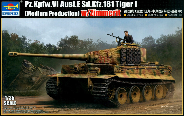 Pz.Kpfw. VI Ausf. E Sd.Kfz. 181 Tiger I (Medium Production) w/ Zimmerit - TRUMPETER 1/35