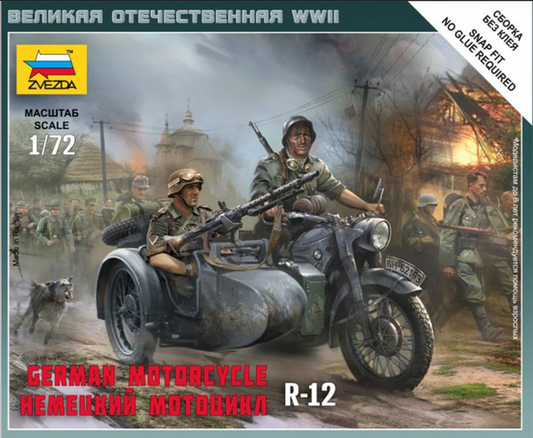 German Motorcycle R12 with Crew WWII - ZVEZDA 1/72