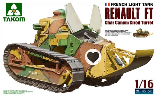 French Light Tank Renault FT Char Canon/Girod Turret - TAKOM 1/16