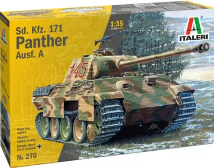 Italeri 1/56 Sd.Kfz. 171 Panther Ausf. A – Char Allemand WW2, Kit Détaillé Non Peint, 14 Ans+